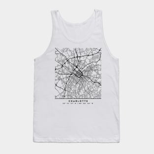 CHARLOTTE NORTH CAROLINA BLACK CITY STREET MAP ART Tank Top